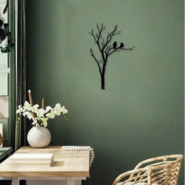 Black Metal Tree with Birds Wall Art