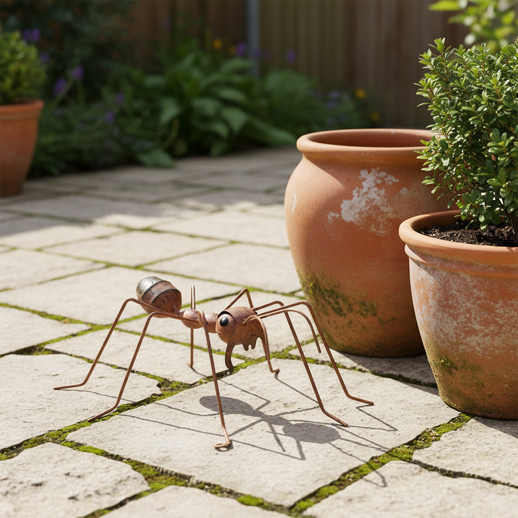Handmade Rustic Metal Ant Sculpture