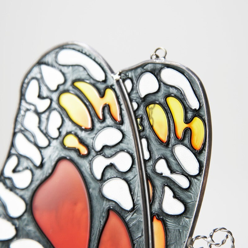 Stained Glass Butterfly Suncatcher, Orange Red