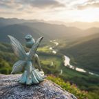 Bronze-Effect Sitting Fairy Statue