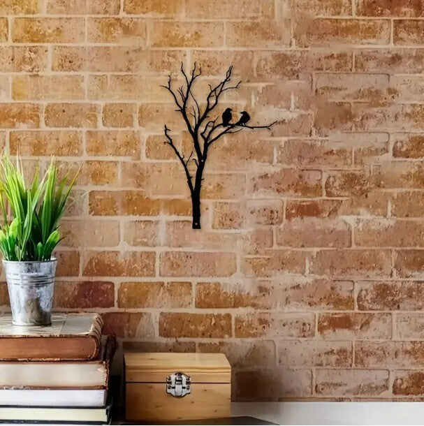 Black Metal Tree with Birds Wall Art