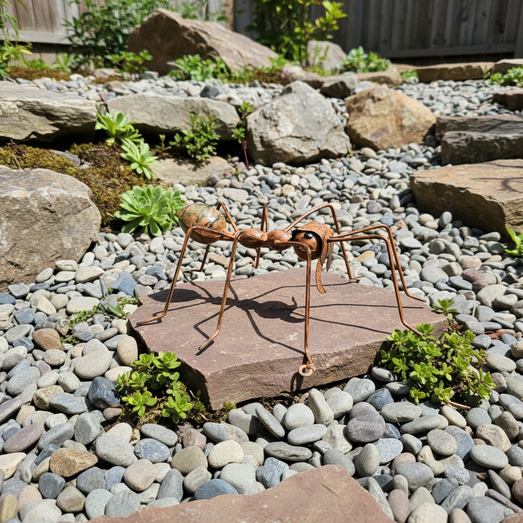 Handmade Rustic Metal Ant Sculpture