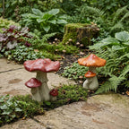 Mushroom Toadstool Garden Ornament Resin Fairy Woodland Decor Red Orange 18cm