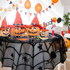 Black Lace Spiderweb Halloween Tablecloth