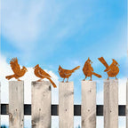 Rusty Metal Cardinal Silhouette Garden Ornaments
