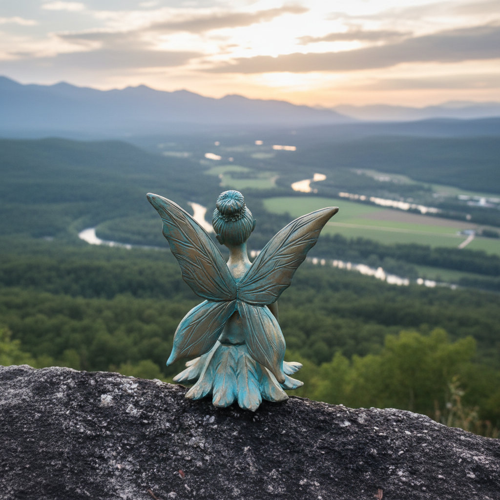 Bronze-Effect Sitting Fairy Statue