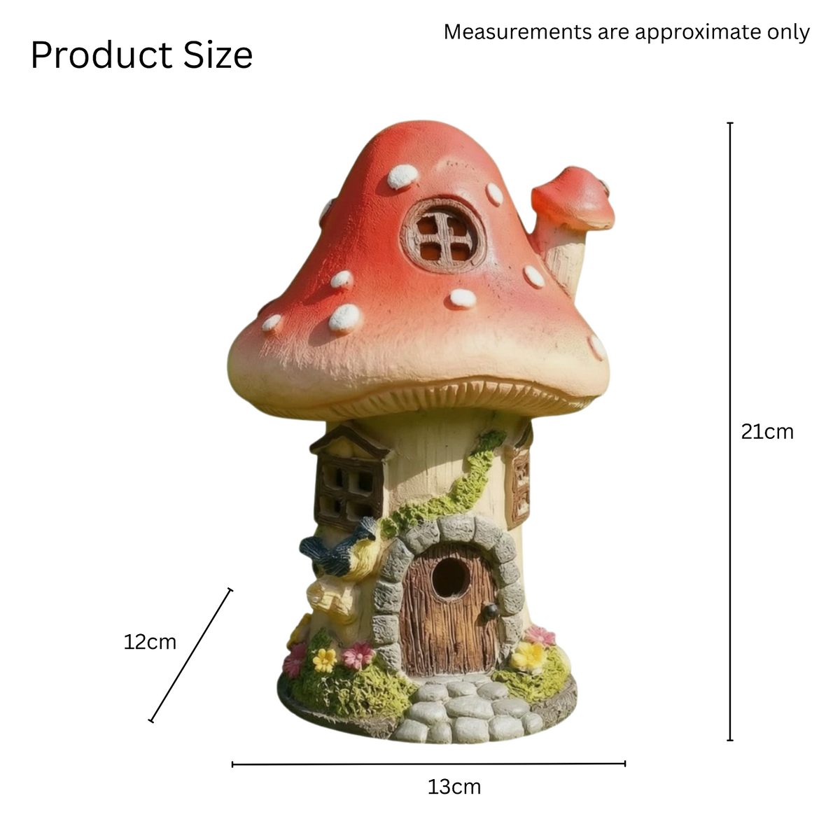 Solar Mushroom Fairy Garden House Light Toadstool Cottage Ornament Gift 21cm