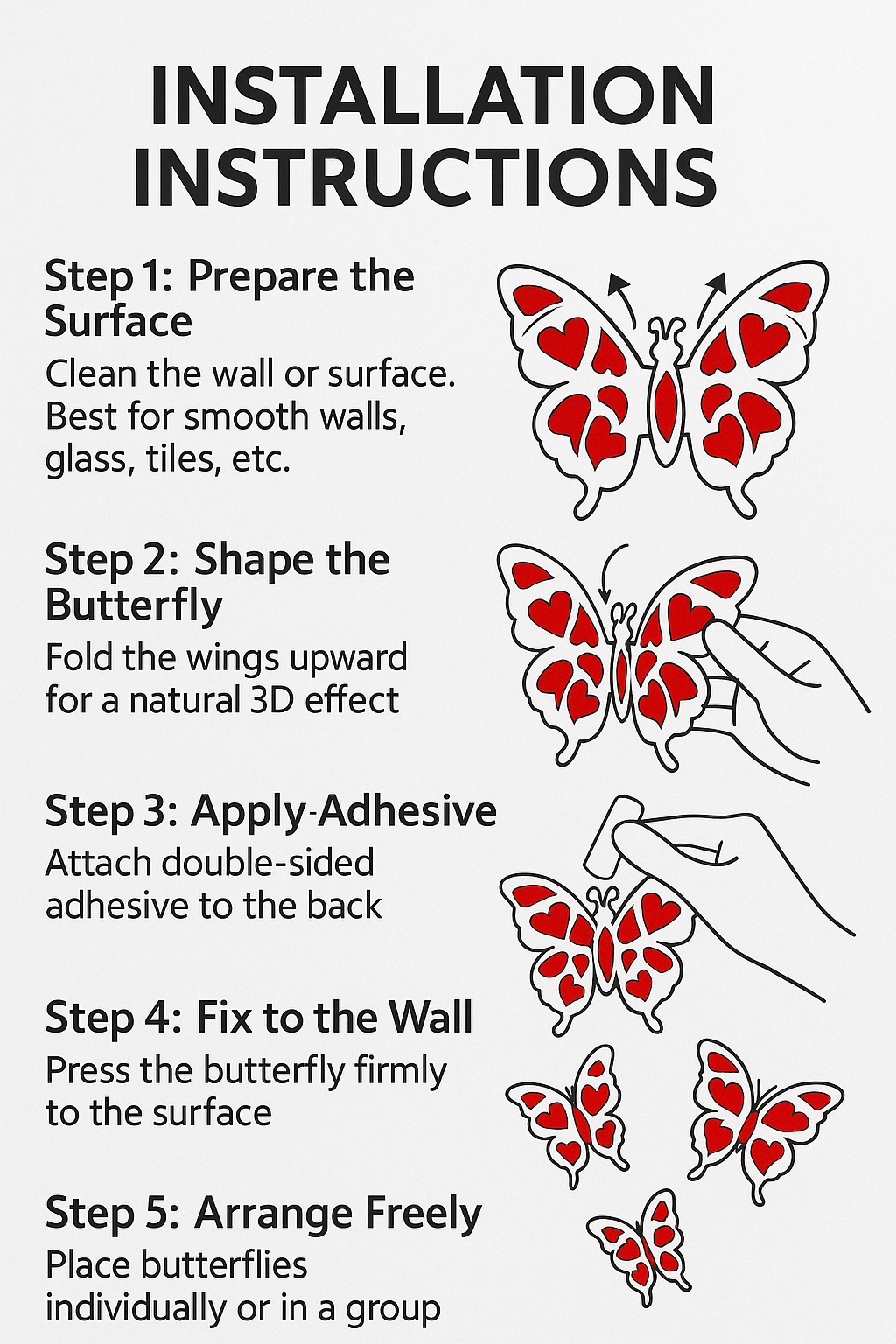Double Layer Red Metallic Butterfly Wall Stickers