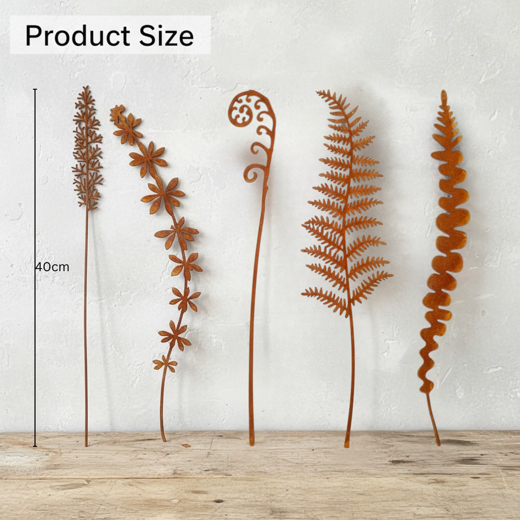Rusty Steel Botanical Silhouettes