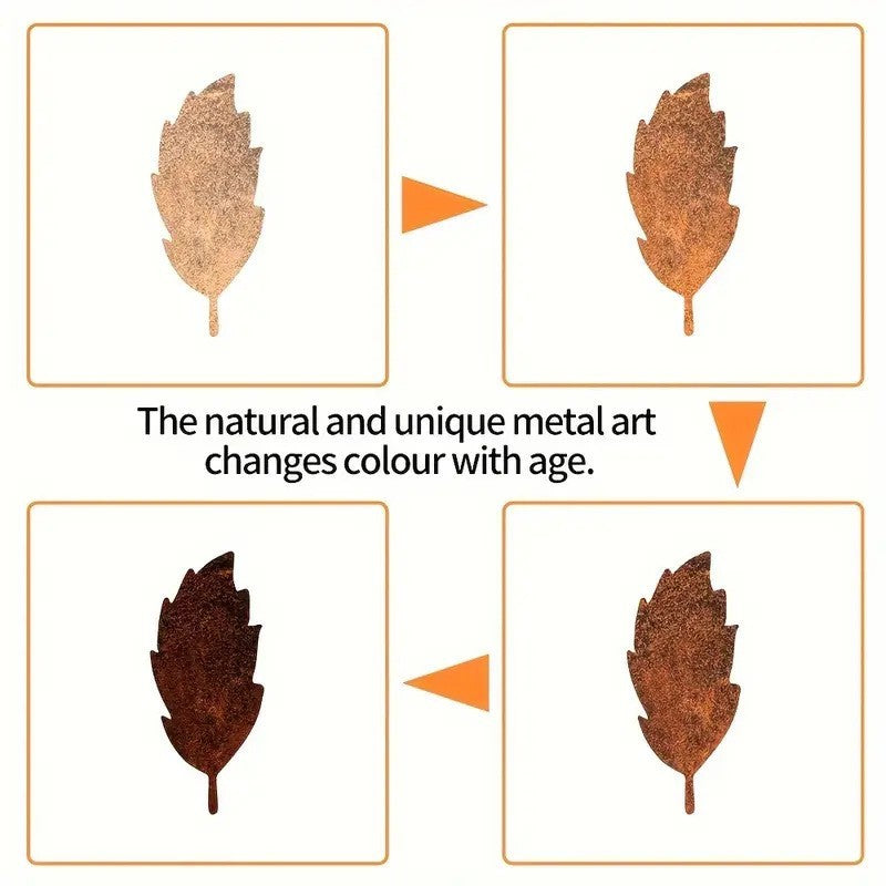 Rusty Metal Autumn Leaf Decorations
