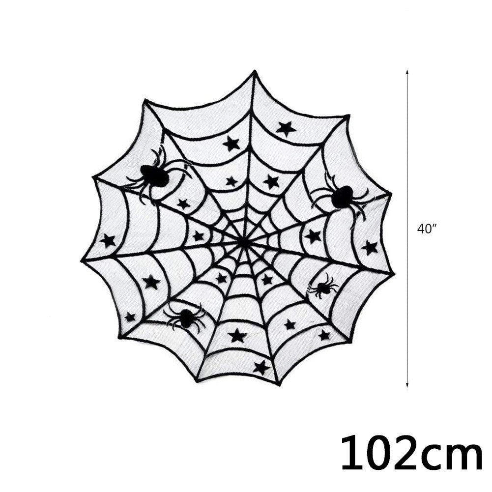 Black Lace Spiderweb Halloween Tablecloth