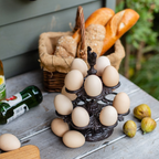 Cast Iron Rooster Egg Holder Stand