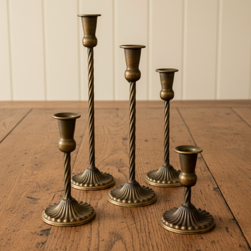 Vintage Style Taper Candlestick Holder Set