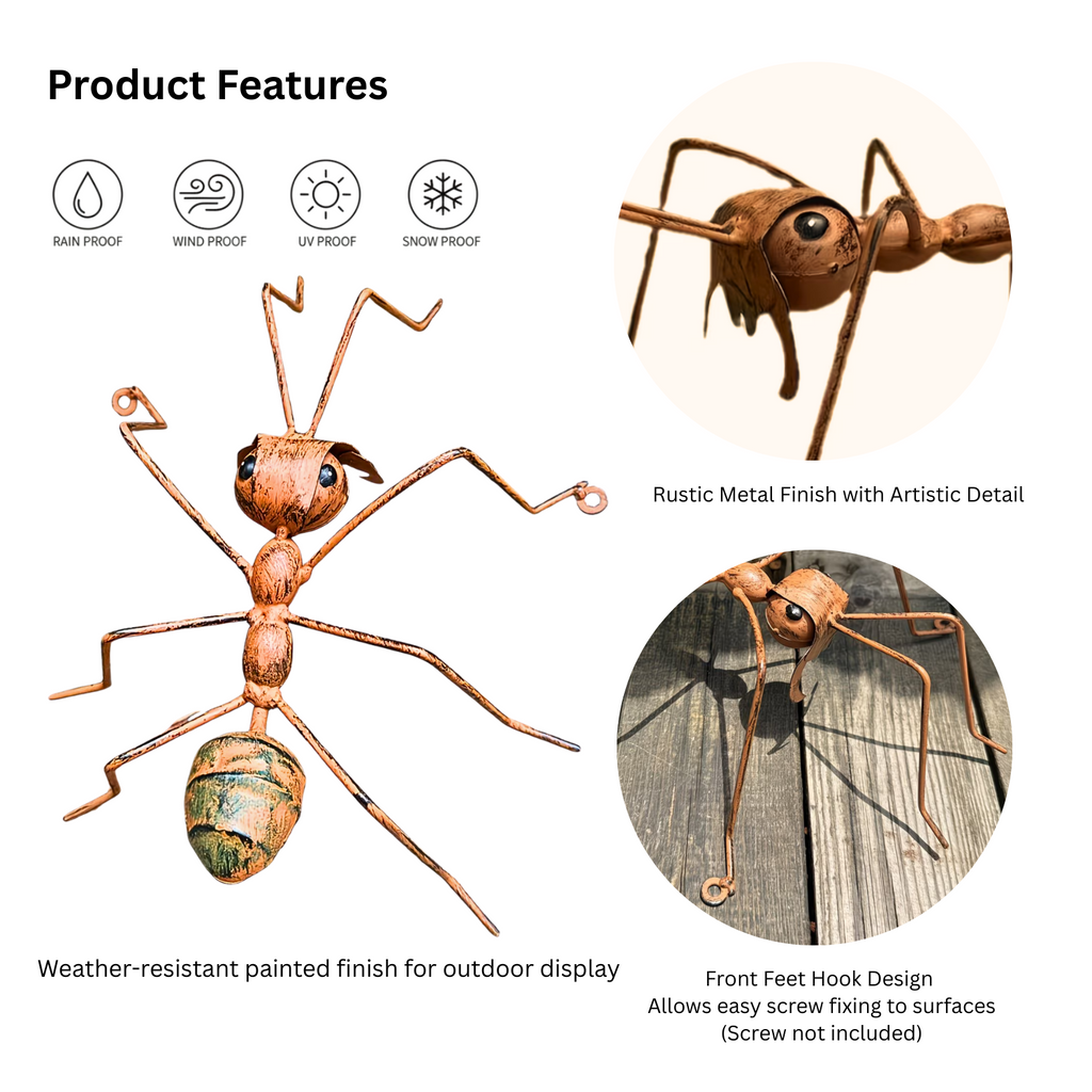 Handmade Rustic Metal Ant Sculpture
