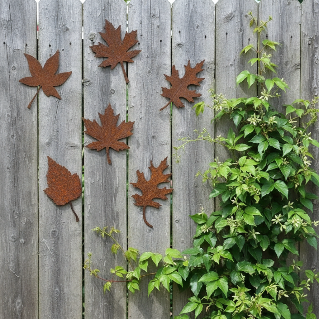 Rusty Metal Autumn Leaf Decorations