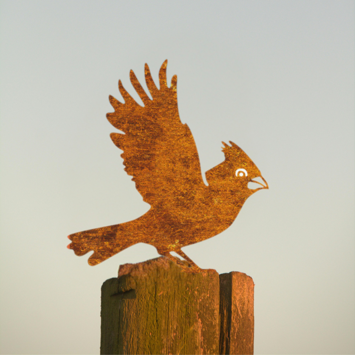 Rusty Metal Cardinal Silhouette Garden Ornaments