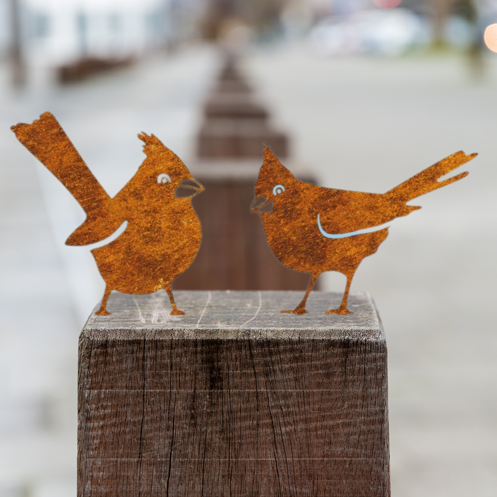 Rusty Metal Cardinal Silhouette Garden Ornaments