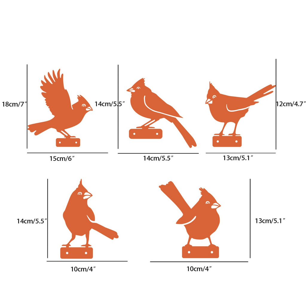 Rusty Metal Cardinal Silhouette Garden Ornaments