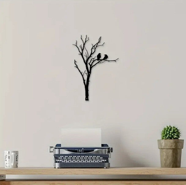 Black Metal Tree with Birds Wall Art