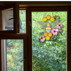 Honeycomb Bee Stained Glass Suncatcher