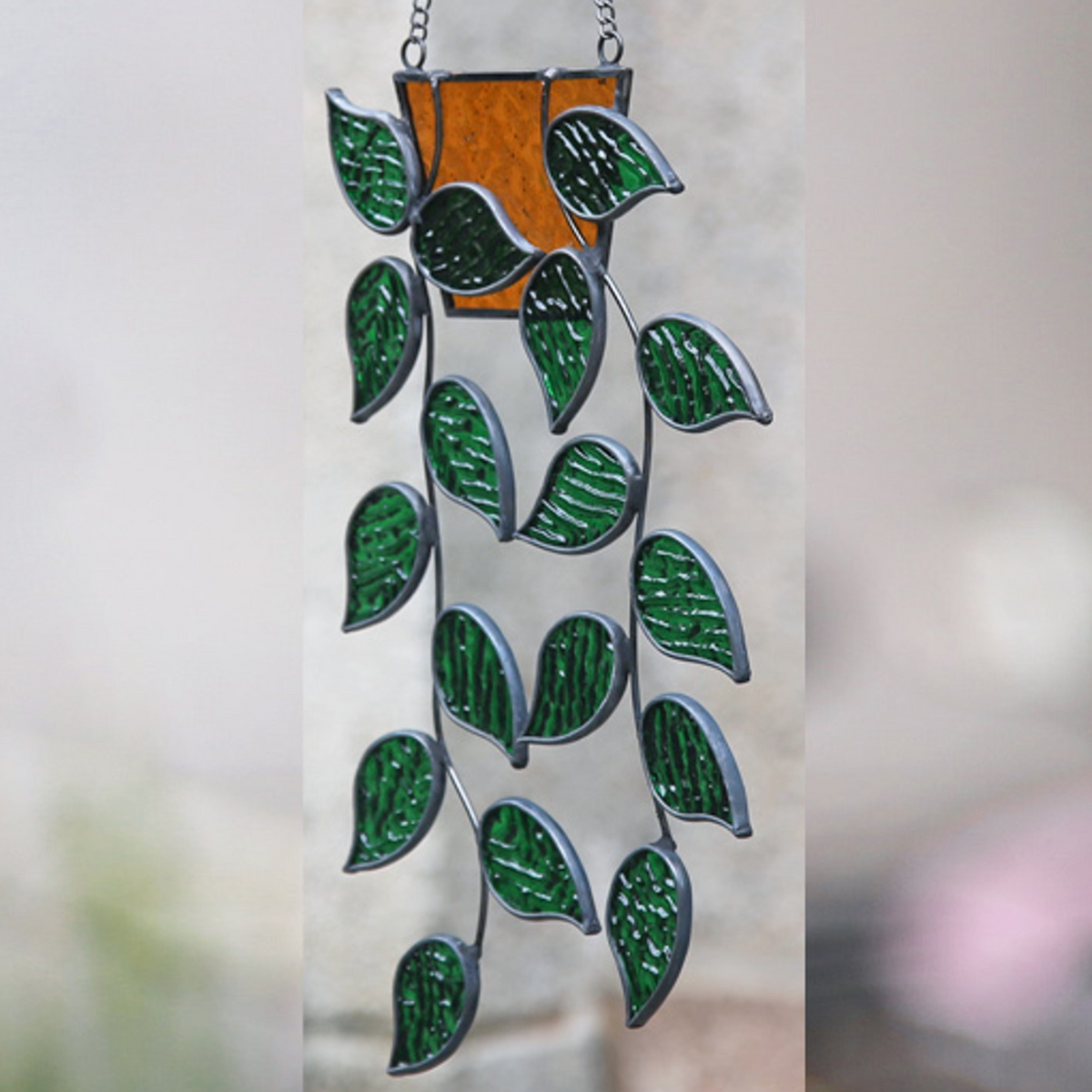 Stained Glass Hanging Ivy Suncatcher