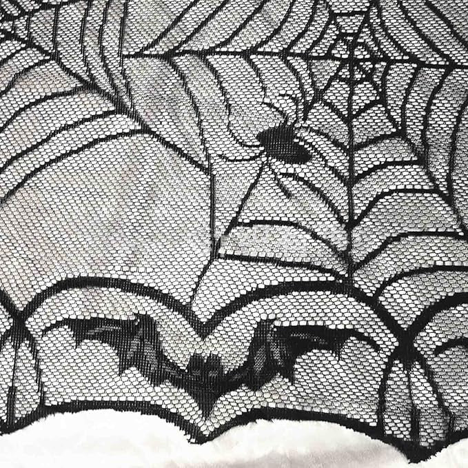 Black Lace Spiderweb Halloween Tablecloth