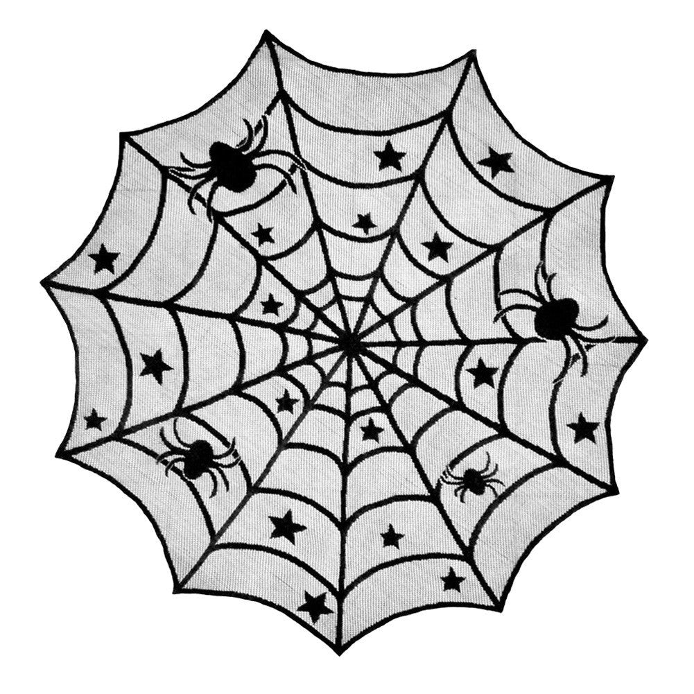 Black Lace Spiderweb Halloween Tablecloth