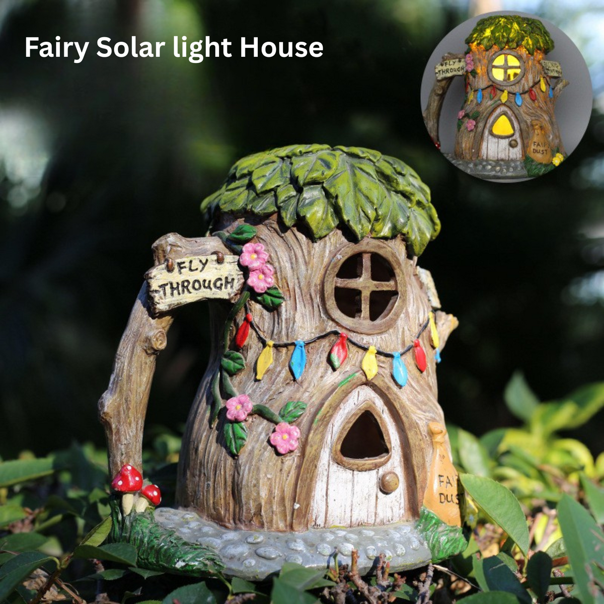 Leaf Roof Solar Fairy Garden House Light
