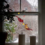 Red Cardinal Memorial Stained Glass Suncatcher