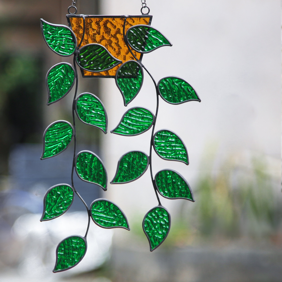 Stained Glass Hanging Ivy Suncatcher