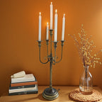 Antique Brass Effect Five Arm Floor Candelabra
