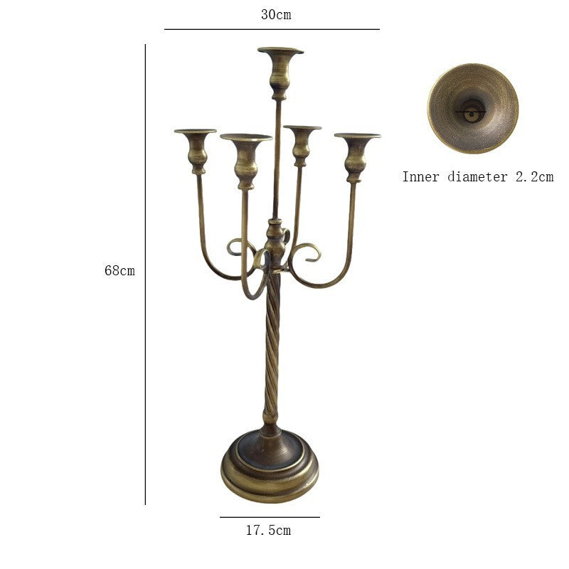 Antique Brass Effect Five Arm Floor Candelabra