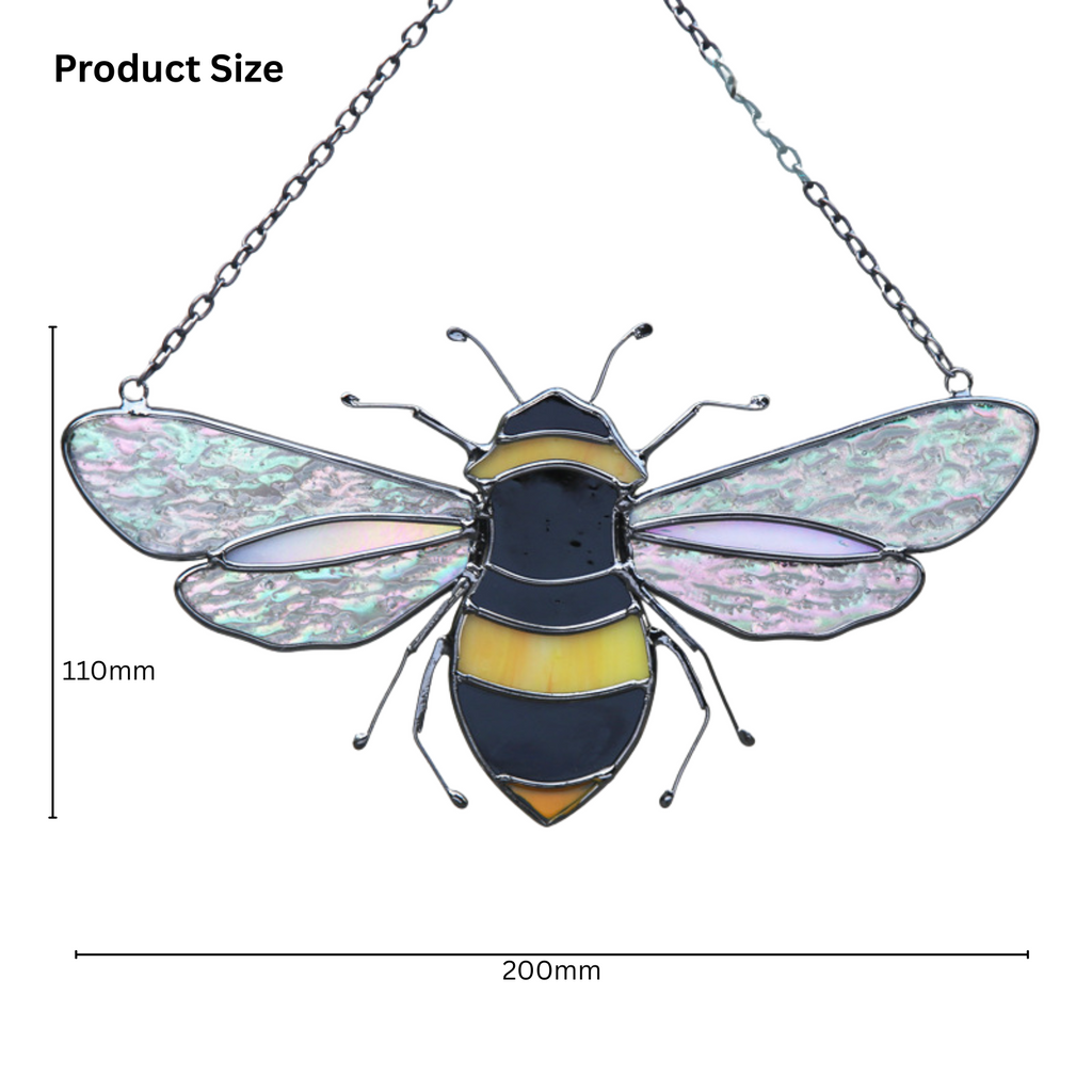 Stained Glass Bee Suncatcher - Black Frame