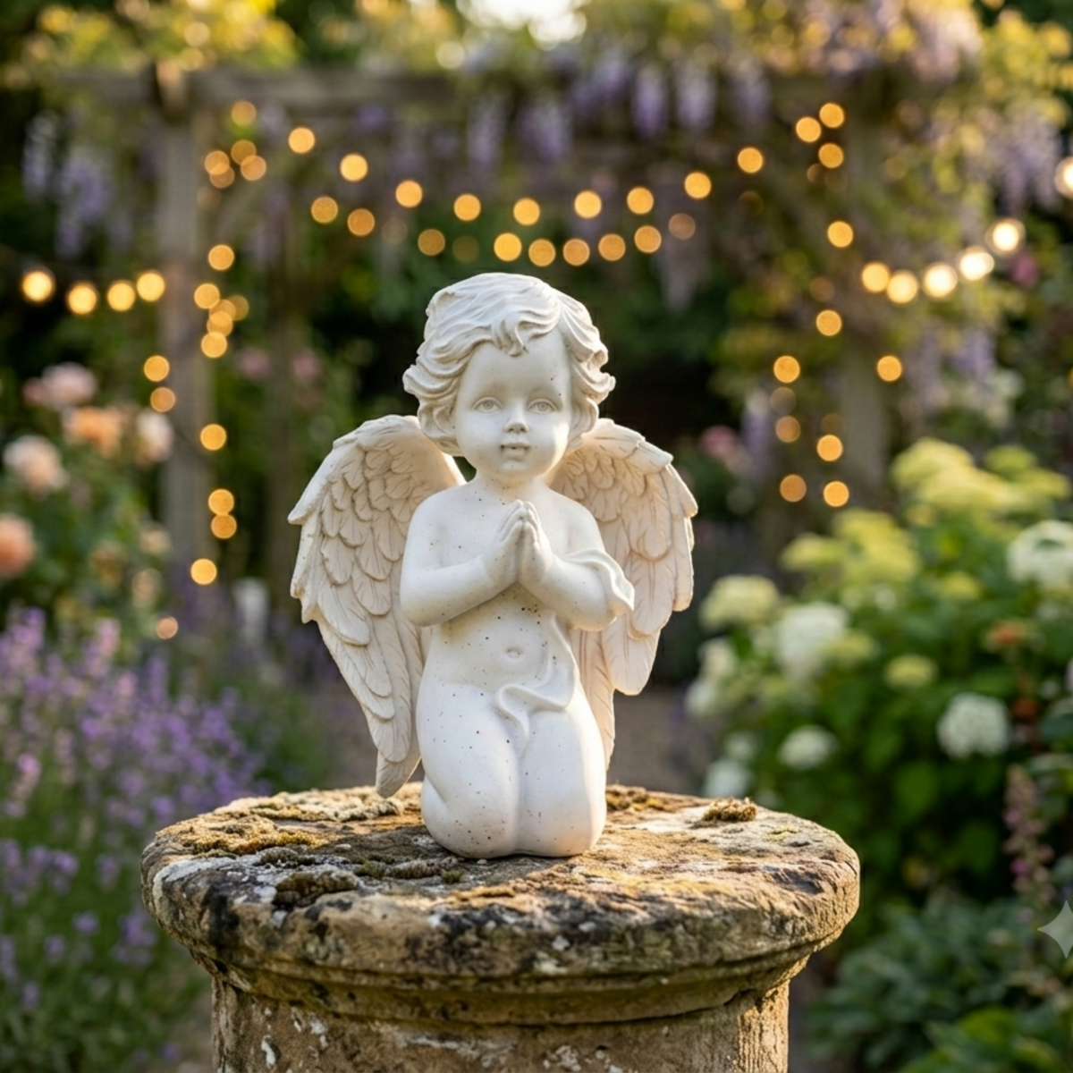 White Praying Cherub Angel Ornament