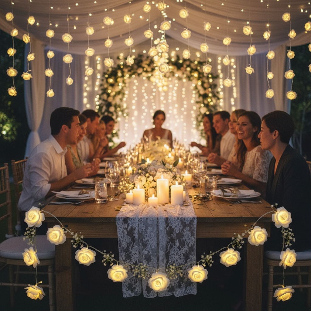 Foam Rose LED String Lights - Remote Control