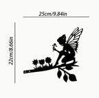 Blossom Keeper Fairy Metal Silhouette Wall Art