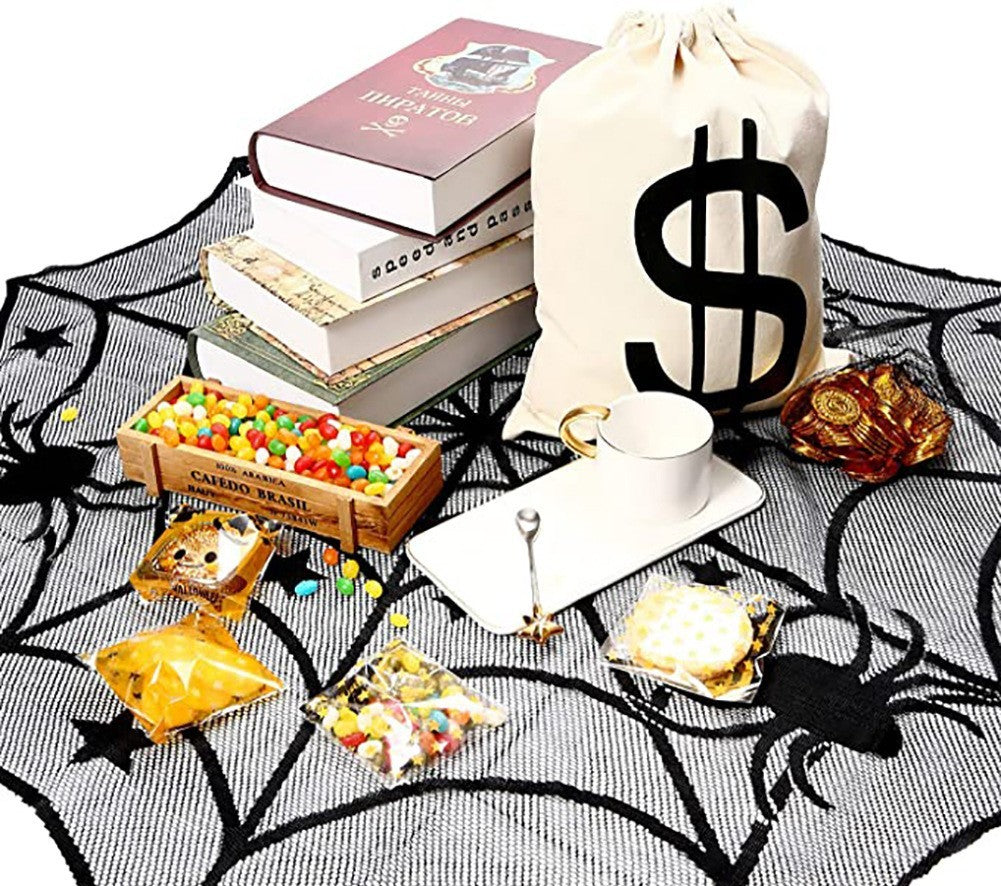 Black Lace Spiderweb Halloween Tablecloth