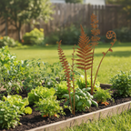 Rusty Metal Fern Silhouette Garden Stakes