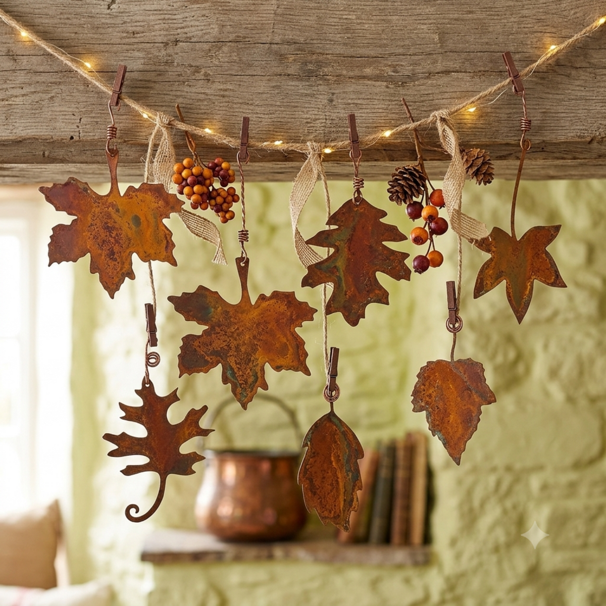 Rusty Metal Autumn Leaf Decorations