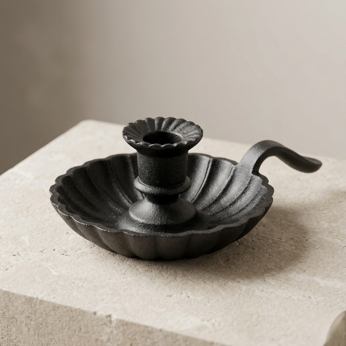Cast Iron Taper Candle Holder with Drip Tray