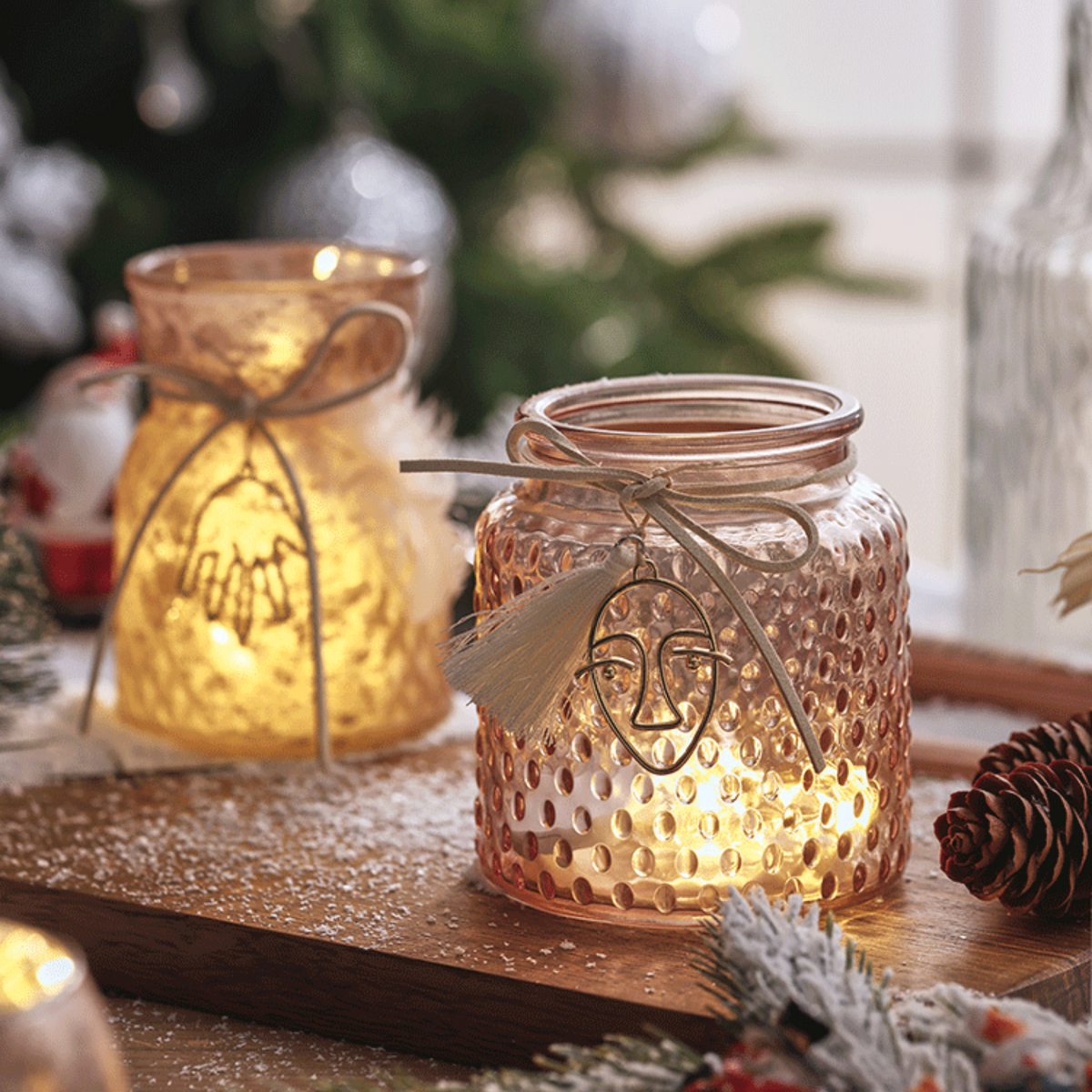 Textured Glass Votive Tealight Holder