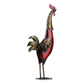 Red Metal Rooster Garden Ornament