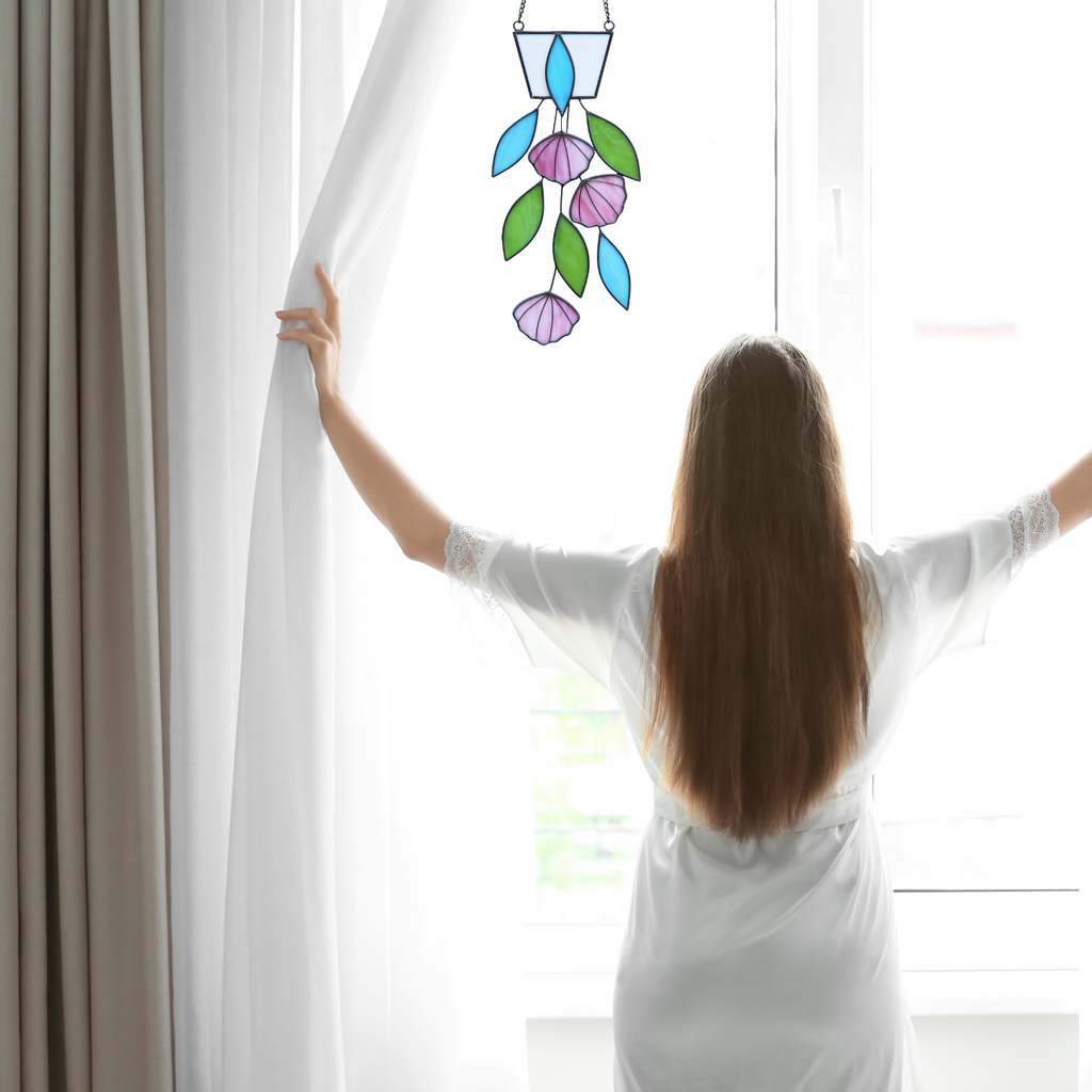 Stained Glass Pink Spring Flower Suncatcher