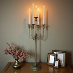 Antique Brass Effect Five Arm Floor Candelabra