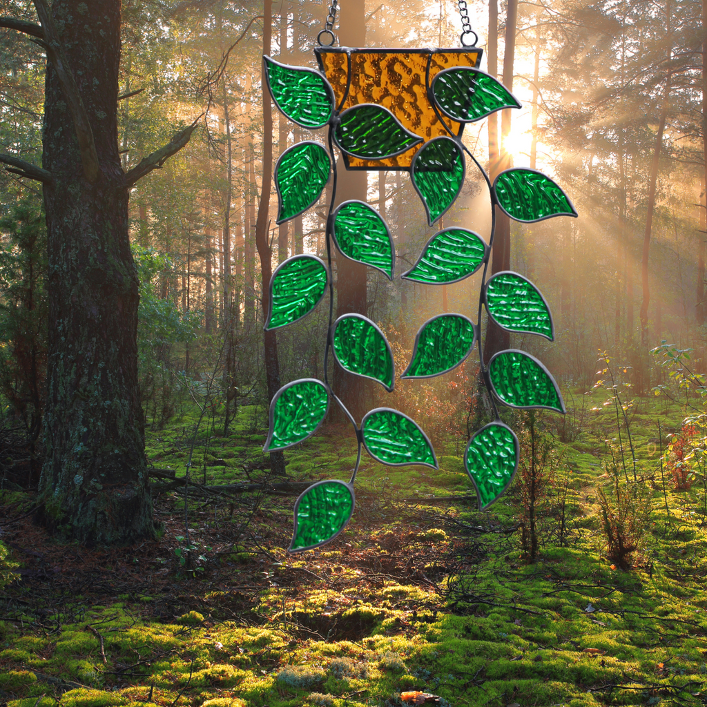 Stained Glass Hanging Ivy Suncatcher