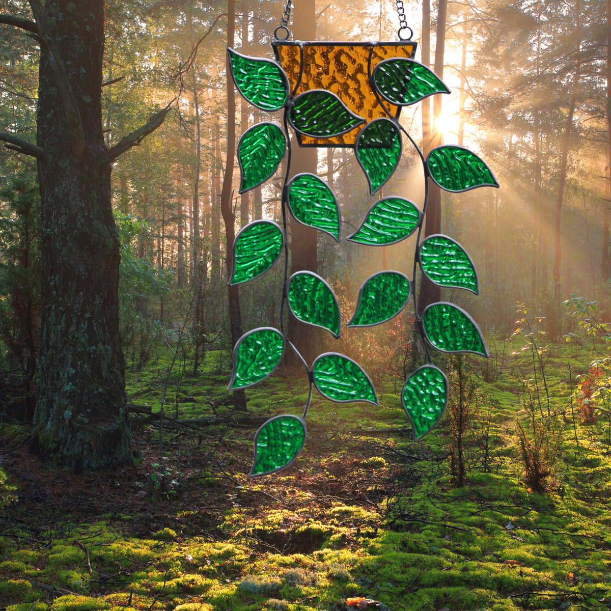 Stained Glass Hanging Ivy Suncatcher
