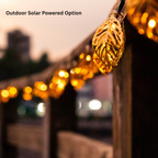 Solar Golden Leaf String Lights