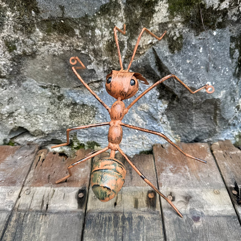 Handmade Rustic Metal Ant Sculpture