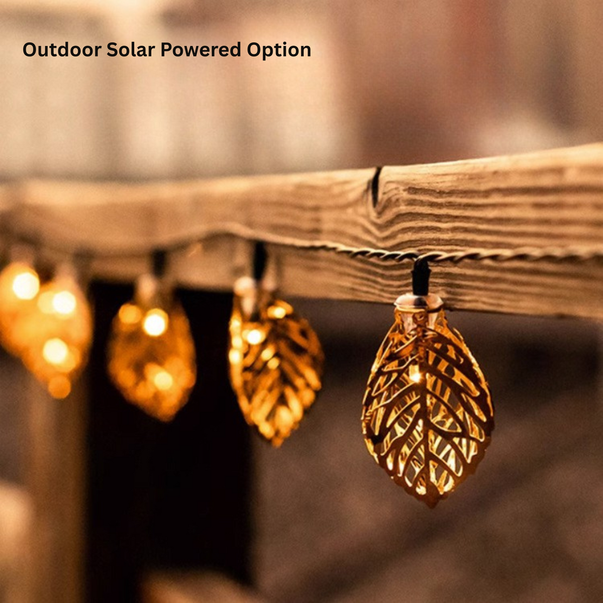 Solar Golden Leaf String Lights