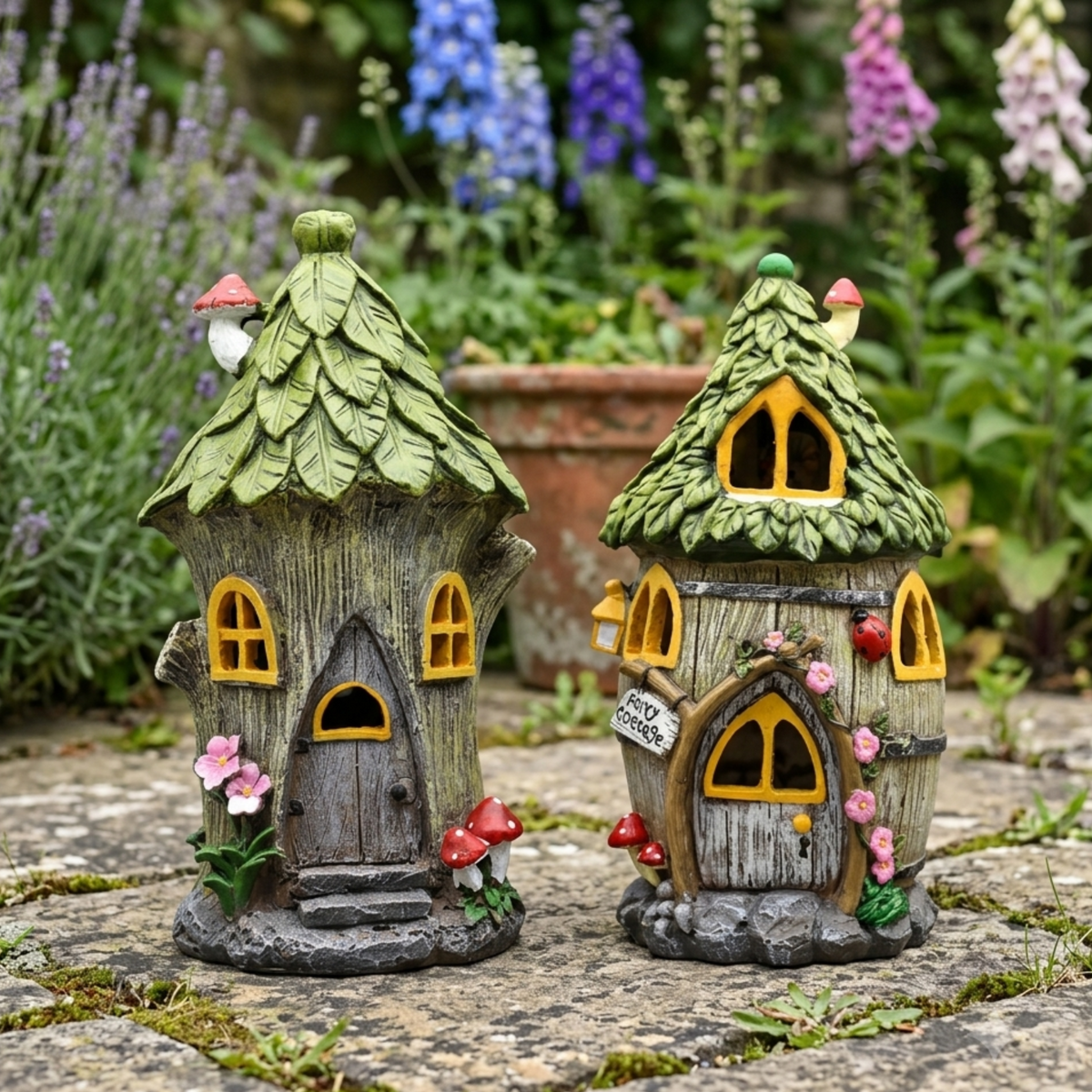 Hand-Painted Solar Fairy Garden House Light